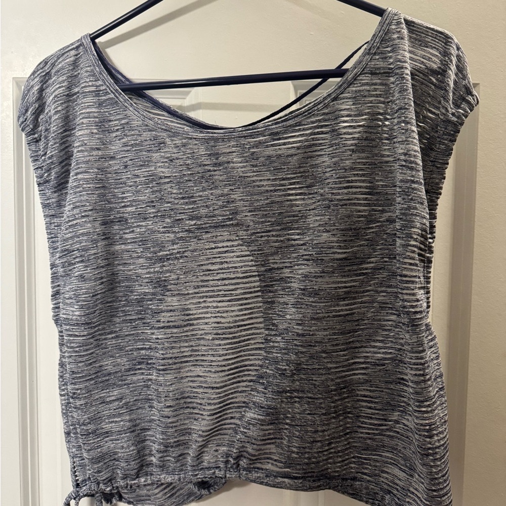 Free People Gray and White Cap Sleeve Crop T-Shirt - Picture 3 of 5